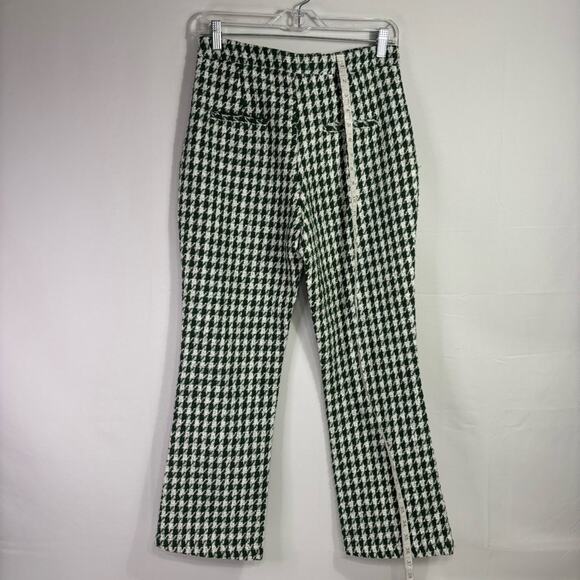 Pink Ripple Green and White Houndstooth Trousers Size Medium LL0723 - Picture 3 of 9
